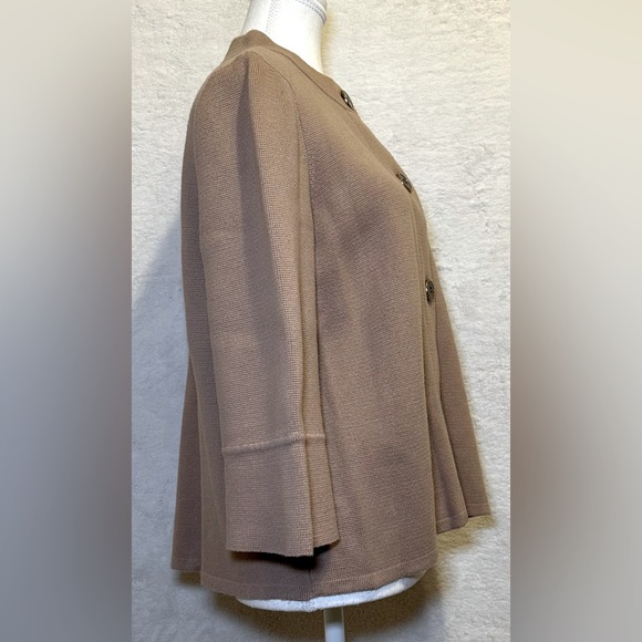J. McLaughlin sweater jacket blazer tan beige button down preppy classic buttons - Picture 4 of 9